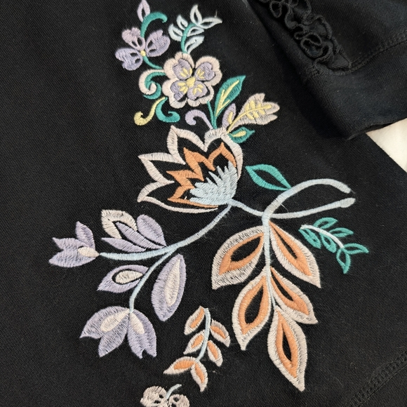 Hannah Black Hoodie with Colorful Floral Embroidery - Picture 5 of 8